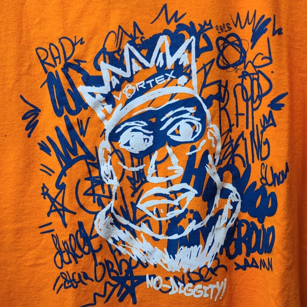 Vortex Biggie Smalls Graffiti No Diggity T-Shirt, Orange, Size XL - NEW